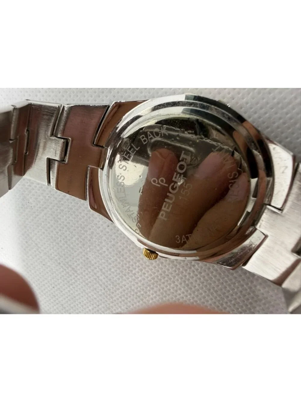Peugeot Men's Black Dial Crystal Bezel Two-Tone Bracelet Quartz Watch 139BK
